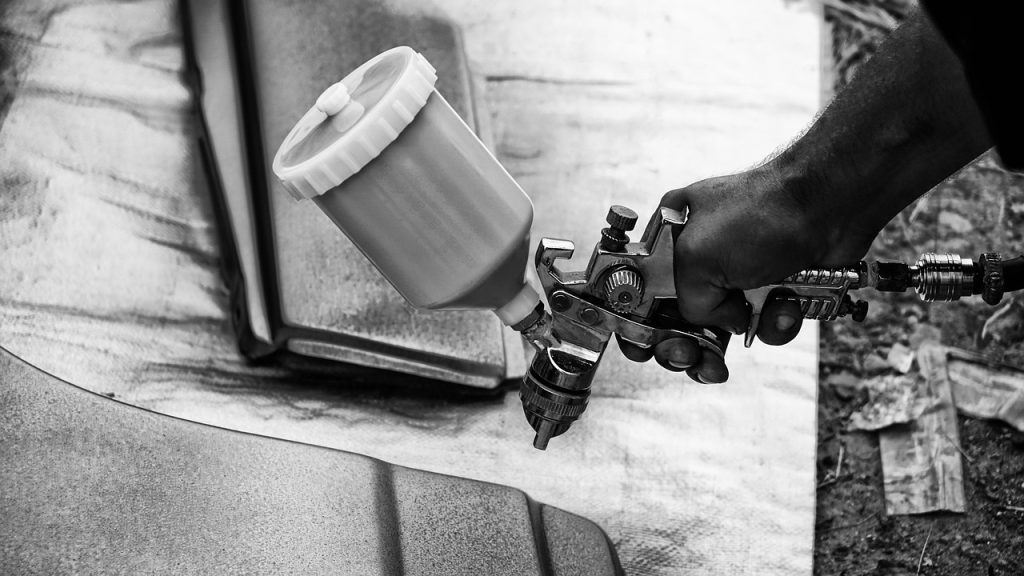 dye, painting, garage, work, hand, service, mechanic, worker, tool, equipment